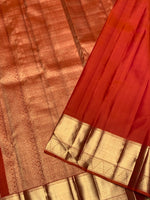 Load image into Gallery viewer, Classic Vivid Orange 2gm Zari Bridal Elegance Kanchipuram Handloom Silk Saree SS28248
