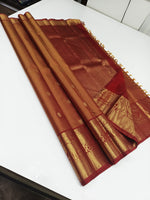 Load image into Gallery viewer, Classic Sunset Orange &amp; Brick Red 2gm Zari Kanchipuram Handloom Silk Saree SS25963
