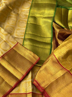 Load image into Gallery viewer, Classic Golden Cream 2gm Zari Bridal Elegance Kanchipuram Handloom Silk Saree SS23606
