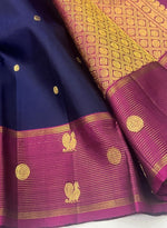 Load image into Gallery viewer, Classic Plum &amp; Wine Red 2gm Zari Bridal Elegance Kanchipuram Handloom Silk Saree SS27261
