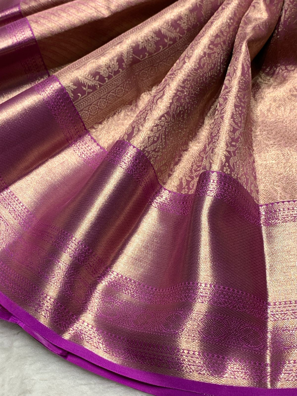 Classic Rhubarb Purple 2gm Zari Bridal Elegance Kanchipuram Handloom Silk Saree SS24821