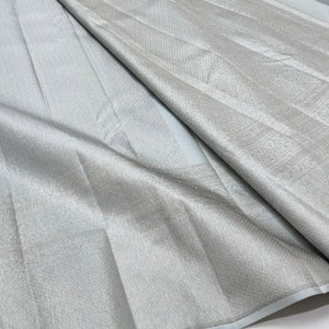 Classic Pastel Grey Neem Zari Elegance Kanchipuram Handloom Silk Saree SS24222