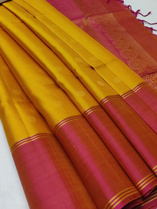 Classic Yellow & Rose Elegance Handloom Soft Silk Saree SS25547