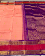 Load image into Gallery viewer, Classic Peach &amp; Vadamalli 2gm Zari Elegance Kanchipuram Handloom Silk Saree SS27145
