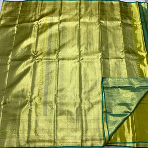 Classic Gold Green Bridal Elegance Kanchipuram Handloom Silk Saree SS24860