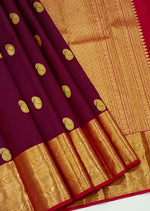 Load image into Gallery viewer, Classic Wine Red &amp; Chilli Red 2gm Zari Elegance Kanchipuram Handloom Silk Saree SS27627
