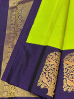 Load image into Gallery viewer, Classic Spring Green &amp; Navy Blue Meena Butta Kanchipuram Handloom Silk Saree SS26325

