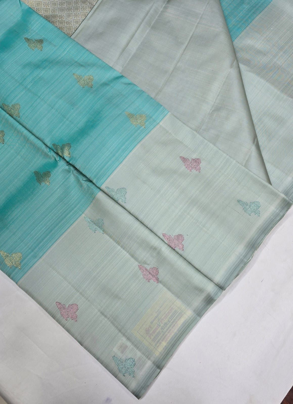 Classic Sky Blue & Light Blue Kanchipuram Handloom Silk Saree SS26058