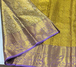 Load image into Gallery viewer, Classic Shimmer Gold &amp; Lavender Brocade Tissue Bridal Elegance Kanchipuram Handloom Silk Saree SS27272
