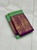 Load image into Gallery viewer, Classic Sea Green &amp; Vadamalli 1gm Zari Elegance Kanchipuram Handloom Silk Saree SS24806
