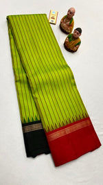 Load image into Gallery viewer, Classic Spring Green Chilli Red &amp; Black Kanchipuram Handloom Silk Saree SS25847
