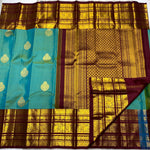 Load image into Gallery viewer, Classic Peacock Green &amp; Coffee Brown 2gm Zari Kanchipuram Handloom Silk Saree SS25827
