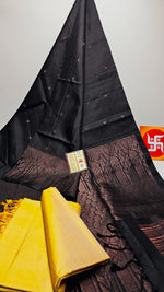 Load image into Gallery viewer, Classic Charcoal Black Elegance Handloom Soft Silk Saree SS25660
