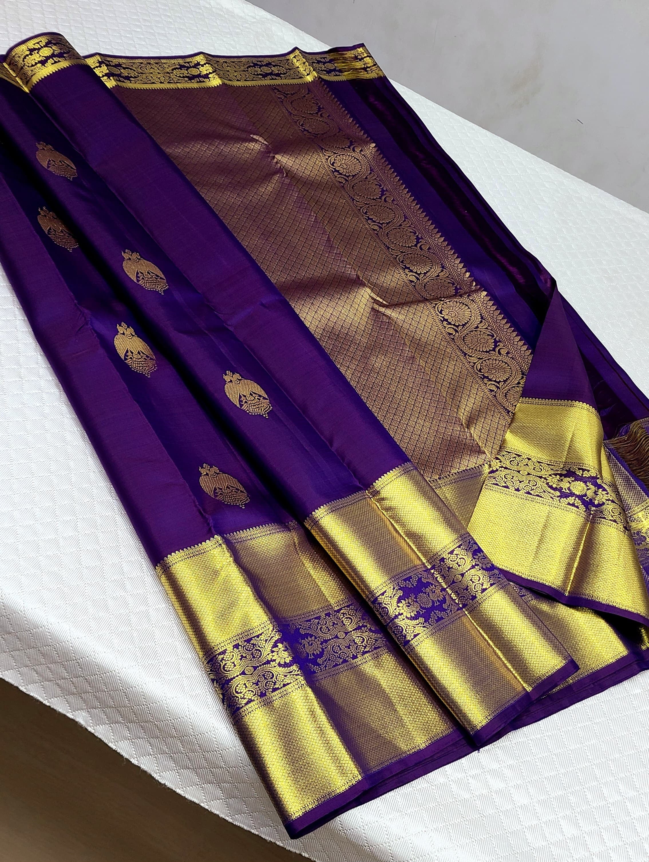 Classic Violet 1gm Zari Kanchipuram Handloom Silk Saree SS26206