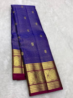 Load image into Gallery viewer, Classic Dark Blue &amp; Pink 2gm Zari Elegance Kanchipuram Handloom Silk Saree SS27030
