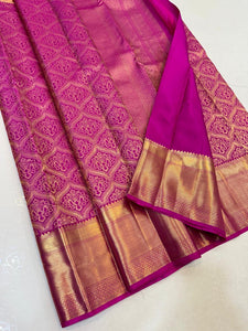 Classic Fuchsia Pink Elegance Kanchipuram Handloom Silk Saree SS24689