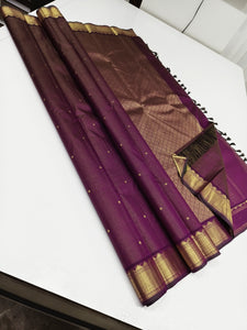 Classic Wine Red 2gm Zari Kanchipuram Handloom Silk Saree SS25724