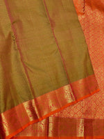 Load image into Gallery viewer, Dual Brownish Green &amp; Orange 2gm Zari Vaira Oosi Elegance Kanchipuram Handloom Silk Saree SS25380
