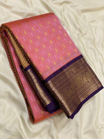Load image into Gallery viewer, Classic Salmon Pink &amp; Violet 1gm Zari Kanchipuram Handloom Silk Saree SS25812
