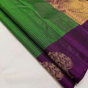 Classic Green & Vadamalli 2gm Zari Kanchipuram Handloom Silk Saree SS26297