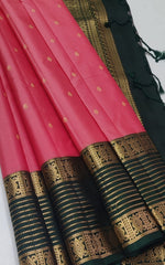 Load image into Gallery viewer, Classic Pink &amp; Burnt Green Elegance Handloom Soft Silk Saree SS27015
