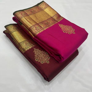 Classic Magenta Kanchipuram Handloom Silk Saree SS25622