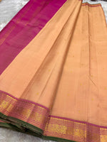 Load image into Gallery viewer, Classic Sunset Beige &amp; Pink Elegance Kanchipuram Handloom Silk Saree SS25392
