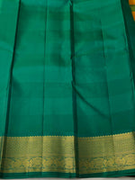 Load image into Gallery viewer, Green &amp; Mango Yellow Checks 2gm Zari Elegance Kanchipuram Handloom Silk Saree SS20558
