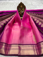 Load image into Gallery viewer, Classic Onion Pink &amp; Fuchsia 2gm Zari Elegance Kanchipuram Handloom Silk Saree SS27041
