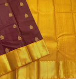 Load image into Gallery viewer, Classic Deep Brown &amp; Golden Yellow 2gm Zari Kanchipuram Handloom Silk Saree SS25623
