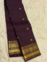 Load image into Gallery viewer, Classic Dark Espresso Brown 2gm Zari Vintage Elegance Kanchipuram Handloom Silk Saree SS27662
