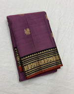 Load image into Gallery viewer, Classic Grape Creamy Mauve 1gm Zari Elegance Kanchipuram Handloom Silk Saree SS24199
