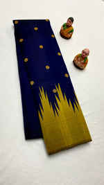 Load image into Gallery viewer, Classic Royal Blue Korvai Temple Kanchipuram Handloom Silk Saree SS25857
