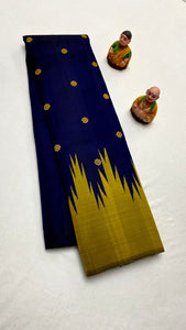 Classic Royal Blue Korvai Temple Kanchipuram Handloom Silk Saree SS25857