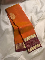 Load image into Gallery viewer, Classic Orange &amp; Maroon Elegance Kanchipuram Handloom Silk Saree SS24533
