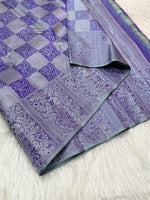 Load image into Gallery viewer, Classic Light Purple Blue 2gm Zari Bridal Elegance Kanchipuram Handloom Silk Saree SS28366
