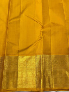 Classic Mustard Yellow 2gm Zari Kanchipuram Handloom Silk Saree SS26211