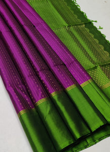 Classic Purple & Kelly Green Handloom Soft Silk Saree SS23055