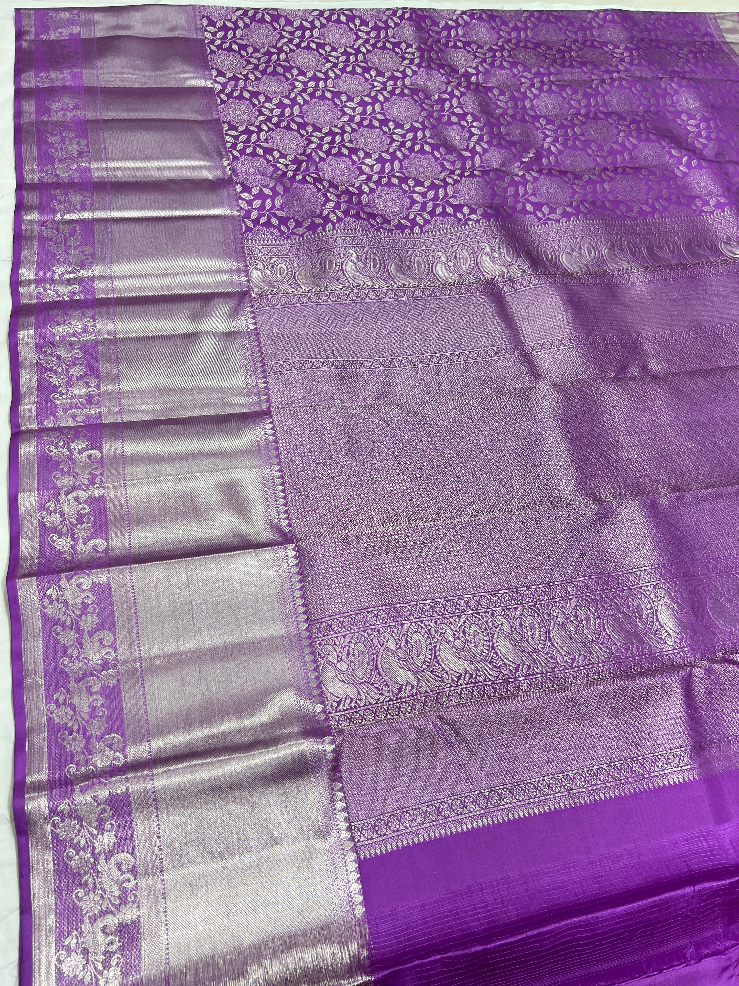 Classic Lavender Bridal Elegance Kanchipuram Handloom Silk Saree SS20635
