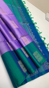 Classic Lavender & Peacock Green Elegance Handloom Soft Silk Saree SS23248