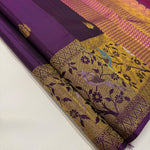 Load image into Gallery viewer, Classic Metallic Violet &amp; Wine Red Elegance Kanchipuram Handloom Silk Saree SS27380
