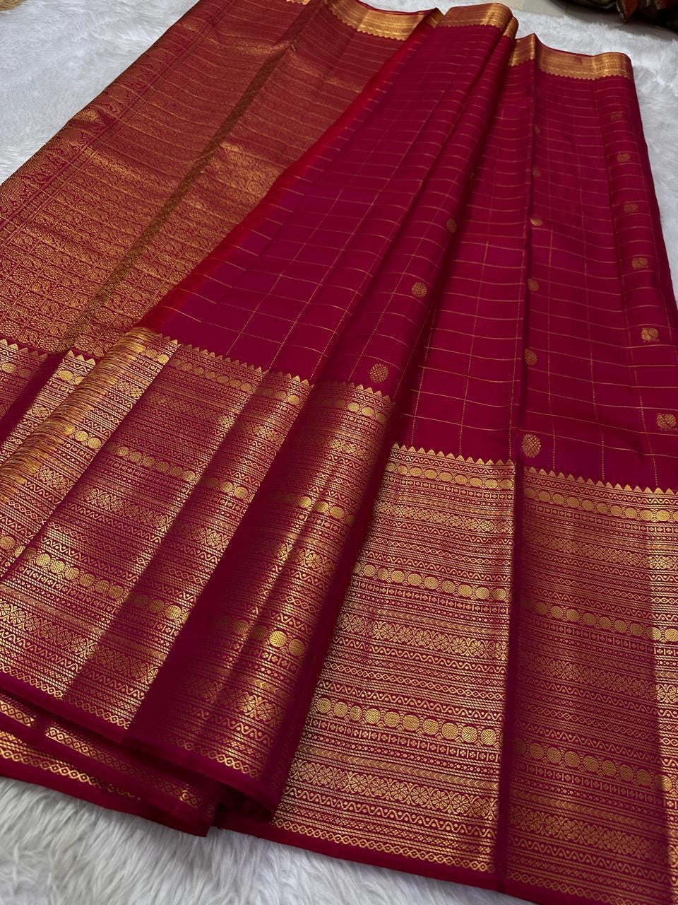 Dark Pink Elegance Kanchipuram Handloom Silk Saree SS24523