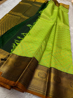 Load image into Gallery viewer, Classic Lime Green 2gm Zari Brocade Bridal Elegance Kanchipuram Handloom Silk Saree SS26399
