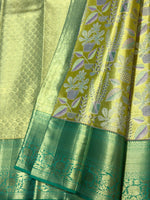Load image into Gallery viewer, Classic Pastel Pista Green &amp; Sea Green 2gm Zari Tissue Brocade Bridal Elegance Kanchipuram Handloom Silk Saree SS27094
