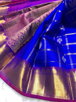 Load image into Gallery viewer, Classic Robin Blue &amp; Purple 2gm Zari Elegance Kanchipuram Handloom Silk Saree SS25364
