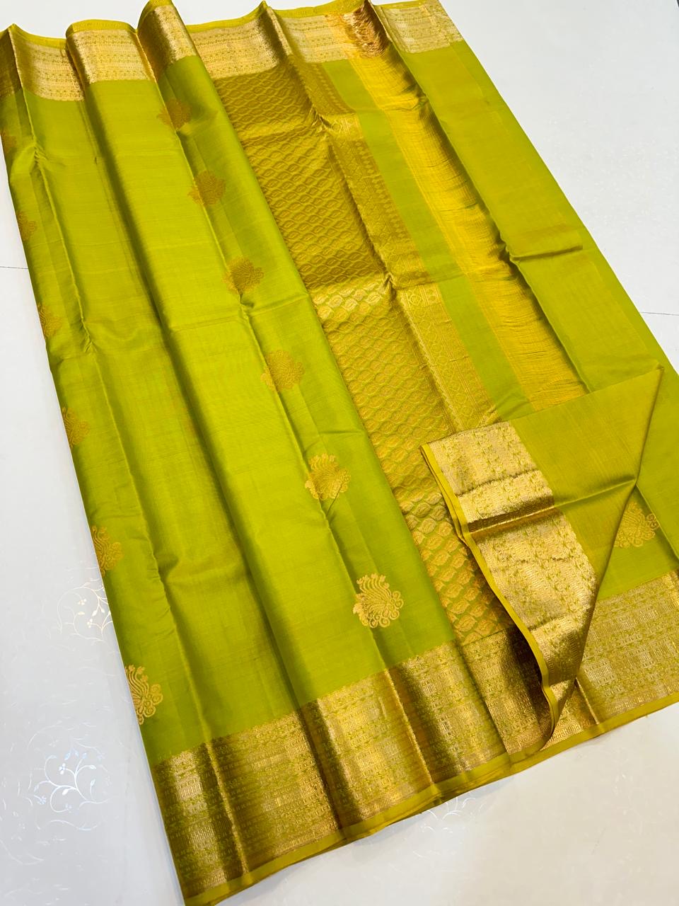 Classic Lime Green Elegance Handloom Silk Saree SS23566