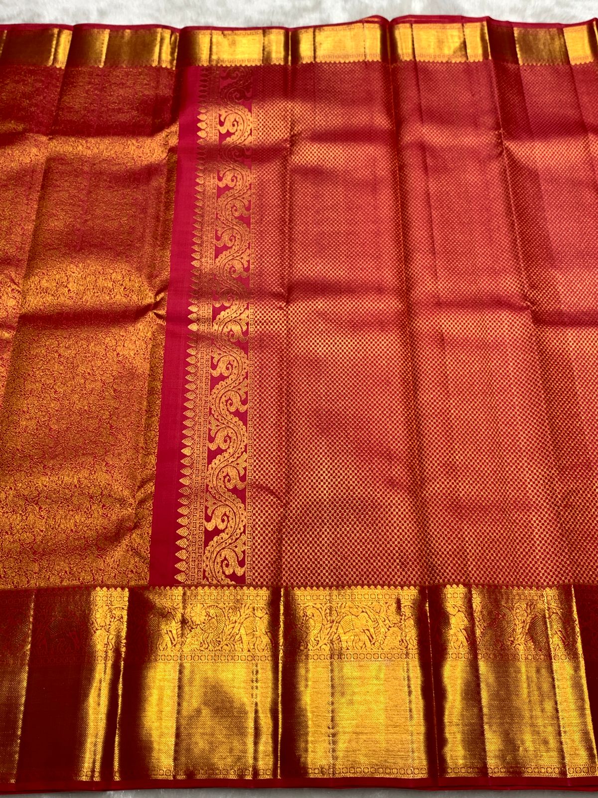Classic Creamy Pink Dual Toned 2gm Zari Bridal Elegance Kanchipuram Handloom Silk Saree SS25278