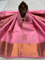 Load image into Gallery viewer, Classic Creamy Pink 2gm Zari Kanchipuram Handloom Silk Saree SS25822
