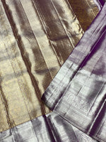 Load image into Gallery viewer, Classic Oatmeal Beige &amp; Berry Purple 2gm Zari Bridal Elegance Kanchipuram Handloom Silk Saree SS25269
