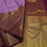 Load image into Gallery viewer, Classic Lavender &amp; Coffee Brown 1gm Zari Vaira Oosi Elegance Kanchipuram Handloom Silk Saree SS24849
